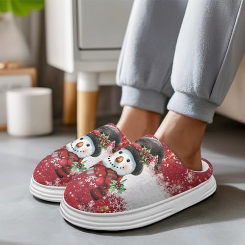 Memory Foam Slippers for Women Men Causal House Shoes Indoor Outdoor Platform Slippers Christmas Theme3