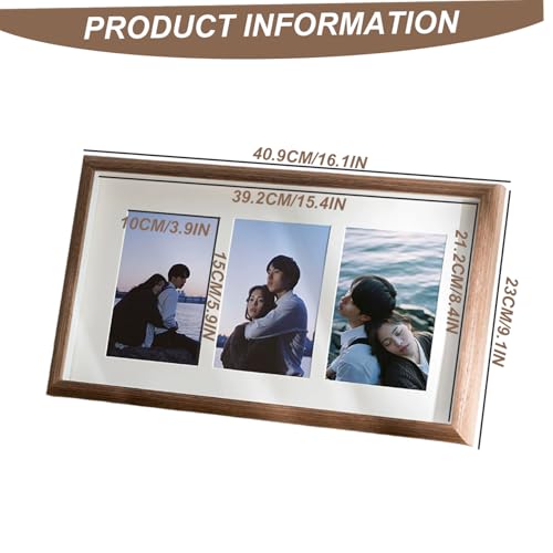 Cadre de bois d'image avec trois ouvertures affichage mural bureau