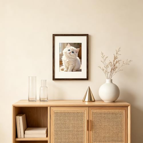Image of upsimples 12x16 Picture Frame Solid Wooden, Nursery Decor, 1Pack Walnut | 100% Solid Wood, Fit 8.5x11 with Mat and 12 x 16 Poster, Farmhouse Wall Decor or Tabletop Display, Safe For Nursery Kids Room