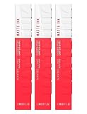 Maybelline New York SuperStay Matowy Ink Kolor Usta Wynik Dekoracyjny i Jednolity z Aplikatorem Toe Kolor 25 Heroine Długotrwałe 16h - 3 Szminki