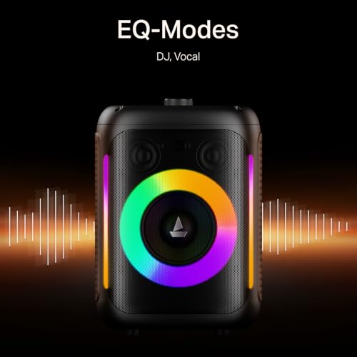 Image of Boat PartyPal 30, 25W Signature Sound, RGB LEDs, Wired Mic for Karaoke, Up to 6H Battery, TWS Mode, Multi Connect, Bluetooth Speaker, Wireless Speaker, Portable Speaker (Premium Black)