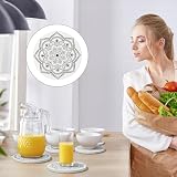 Resurhang Mandala ceramiczne podstawki do napojów, 16 szt., zestaw mandali, chłonne, z 12 markerami i podstawą z korka, rękodzieło, prezenty dla dzieci, dorosłych, dekoracja stołu do domu, 16 szt