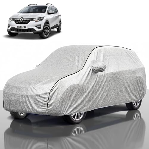 Image of Kayme Compatible with Silver Triber Car Cover Waterproof Car Body Cover for All Weather Proof & Full Bottom Elastic, Triple Stitching with 100% Nail Proof Cover