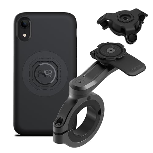 Image of Quad Lock Motorcycle Handlebar Phone Mount PRO - Large with Vibration Dampener and MAG Phone Case for iPhone XR