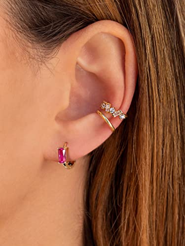 Image of DAILY VIBES Dainty Butterfly Cross CZ Small Huggie Hoop Earrings for Women