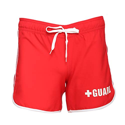 BLARIX Womens Guard Piped Board Shorts (Red, Small)