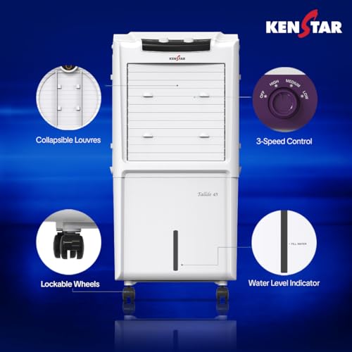 Image of Kenstar TallDe HC 45 Personal Air Cooler 45L Honeycomb Pads High Speed Fan Inverter Compatible 5 Star BEE Rating 5 Year Comprehensive Warranty