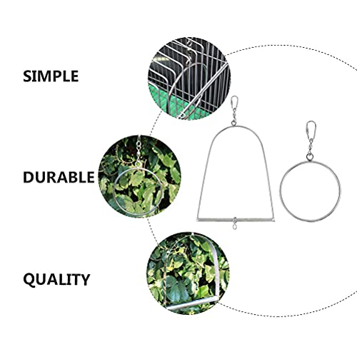 iplusmile Vogelaccessoire 1 set vogelspeelschommel duurzame papegaaienstandaard grappige speelring (zilver) - Afbeelding 3