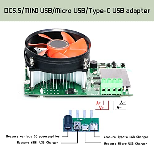 Battery Capacity Tester 150W DC Electronic Load Tester USB Load Tester Color Screen Data Monitoring Constant Current and Constant Voltage etc. 4 Working Modes
