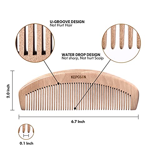 Wooden Hair Brush And Wooden Comb Set, Wooden Brush With Bamboo Bristles Anti-Static Reduces Frizz And Knots, Massaging Scalp, Bamboo Brush Paddle Detangling Hairbrush For Women Thick Curly Dry Hair #TOP3