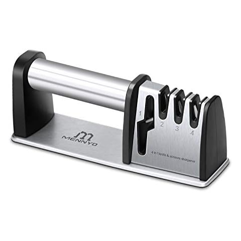 MENNYO Manuelle Messerschärfer Messerschleifer, 4 Stufen Messerschärfer Profi Knife Sharpener Cover