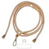 [VSuRing] スマホ ショルダーストラップ 長さ調整可能 ストラップホルダー 透明パッチ 超薄型 TPU 一体成形 断裂を防ぐ 耐久 落下防止 首掛け 斜めがけ 肩掛け スマホストラップ 携帯ストラップ (グレイッシュベージュ)