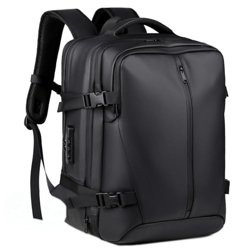 Mochila a Vacuo com Bomba, Mochila Vacuo, Mochila Expansível a Vácuo de 32 Litros com Compressão Selada para Viagens, Preto, Acomoda Laptops de 17'', Tecido Resistente à Água