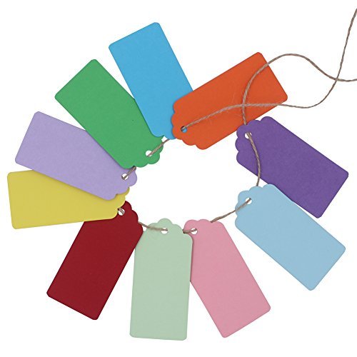 WARMBUY Colorful Gift Tags with Jute Twine, 200Pcs