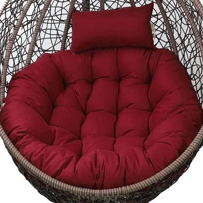 Image of KYNE Microfibre Cushion for Hanging Basket Round Shape Swing Chair Cushions for Outdoor Egg Swing Chair Garden Swing, Seat Padded Pillow Cushion (Wine red(mehroon))