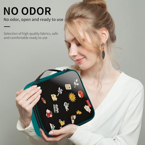 Image of Oeun fan Enamel Pin Display Book, Small Collections or Travel Pin Trading Book, Pin Collector Display Bag,6-Page Pin Display Board,Pin Display Case (Turquoise Blue)