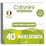 Cotonini Traversine Neonato Fasciatoio 40 Teli Igienici 60x60 cm Monouso in Cotone con Strato Impermeabile, per Fasciatoio e Cambio Pannolino, Super Assorbenti