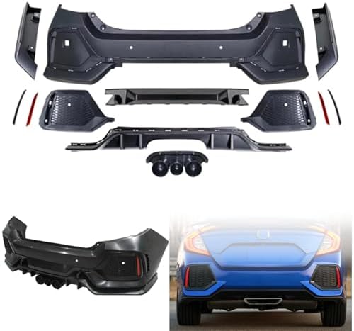 Type R Style Rear Bumper Cover Set,Compatible with 2016-2021 Hond...