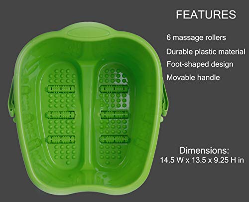 Image of Small Green Foot Massage Spa Bath Bucket for Foot Soaking, Relaxing Massage, Pedicure Care, and Home Spa Use