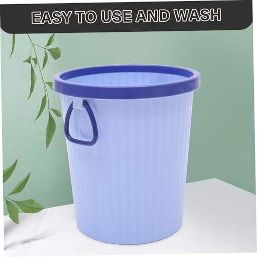 Image of Holibanna Compact Round Plastic Trash can with Handles for Bathroom, Kitchen, Office, and Bedroom - Small 1.6 Gallon Waste Basket Organizer (Blue, 8.46 X 6.69 X 9.64 Inches)