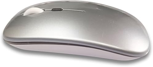 PACE Bluetooth Office Mouse, Sleek Silent Click Dual Connectivity (Bluetooth 5.2 & 2.4 Ghz dongle), Rechargeable Long-Lasting Battery, 800-1200-1600 DPI, Compatible with Laptop, MacBook, PC (Silver)