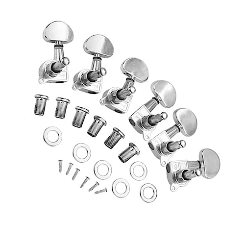 BESPORTBLE Metal Guitar Tuning Pegs Machine Heads for Folk and Bass Guitars Durable Silver Replacement for Improved String Sound and Performance