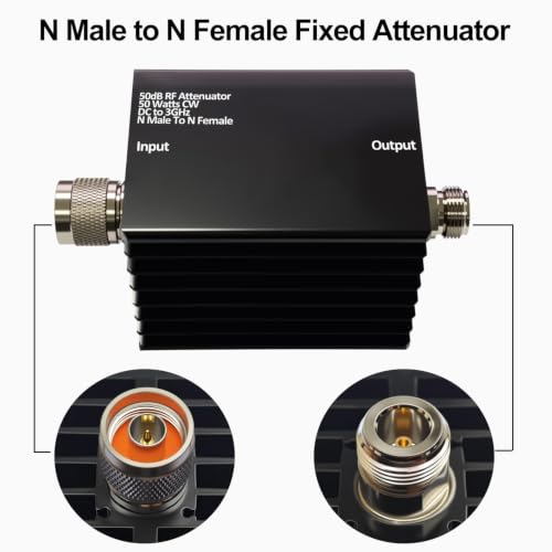 Image of AURSINC 50W RF Attenuator DC-3GHz N-M /F 50dB Attenuation with SMA Adapters