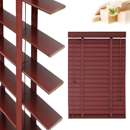 Persianas Horizontales De Interior, Persianas de Madera A Prueba De Agua, Estores De Parasol 35 45 55 65 80 90 105 cm, Persiana para Ventana Oscuridad Total para Cocina baño(Wine Red)