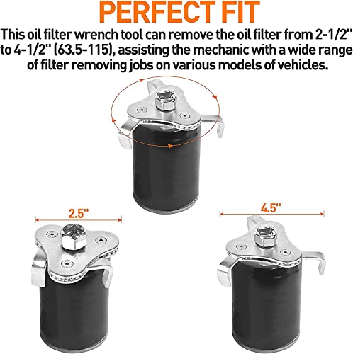 Easyuse Adjustable Oil Filter Wrench,Filter Removal Tool, 3/8"&1/2 Square Drive Socket,3-Jaw Design,Universal Oil Filter Wrench #TOP4
