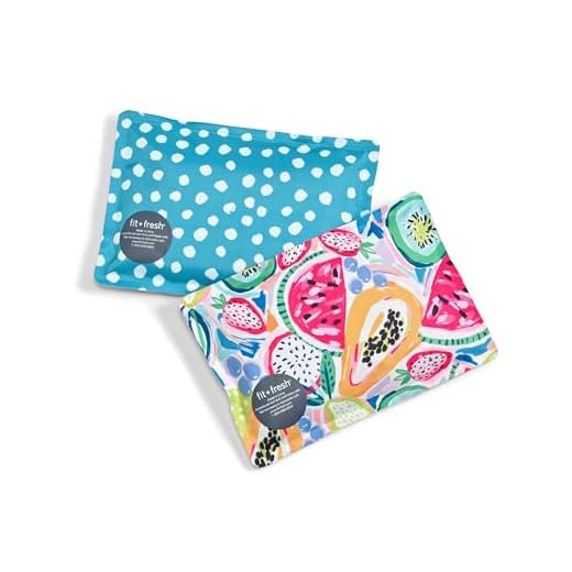 Fit + Fresh Cool Coolers 7 x 5" Flexible Soft Ice for Lunch Box, Coolers, Beach Bags and Picnic Baskets, Fruit Dot, 2 Pack