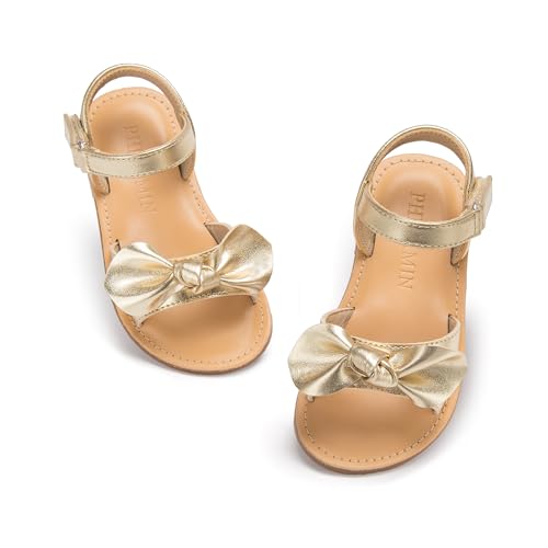 Image of PHIRAMIN Toddler Girl Sandals - Flower Girl Dress Shoes Open Toe Little Kid Flats