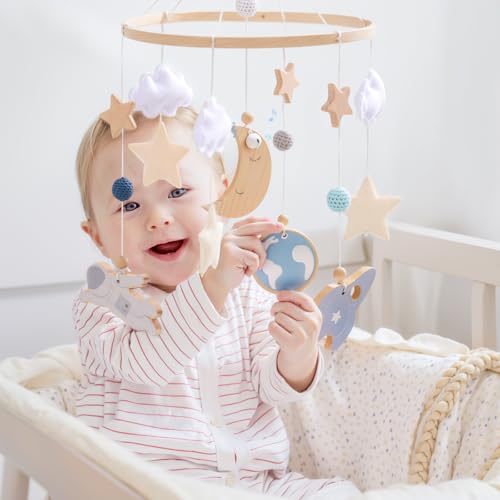 image for JETM·HH Baby Crib Mobile | Crib Accessories Space Nursery Mobile Wood