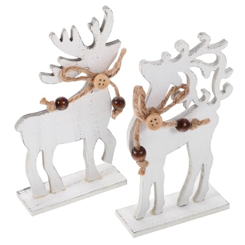 Homoyoyo 2piezas Adornos Navideños De Reno De Figuras De Ciervo De Madera para Decoración De Fiesta Estatua De Ciervo para Escritorio para Escenarios Festivos