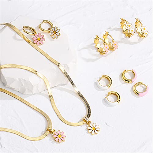 Daisy Flower Small Hoop Earrings for Women Teen Girls Dainty Enamel Lucky Flowers Huggie Hoops Hypoallergenic Fashion Jewelry Gifts Daughter Her Birthday 18mm2
