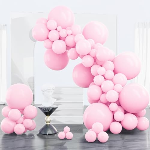 Image of PartyWoo Baby Pink Balloons 100 pcs Different Sizes of 18 12 10 5 Inch Pastel Pale Light Pink Balloons Arch Kit Garland for Baby Shower Gender Reveal Birthday Princess Party Decorations Pink-Q05