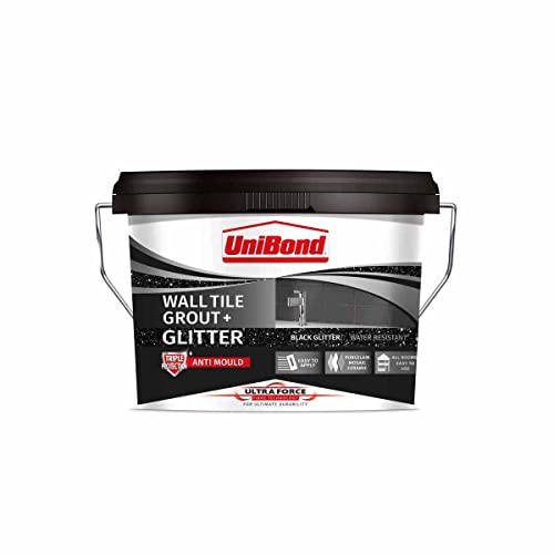 UniBond - Malta per fughe da parete, colore nero, con glitter argentati, adatta direttamente per l'uso, utilizzabile in tutti gli interni, tripla protezione della muffa, 1 secchio da 1,38 kg