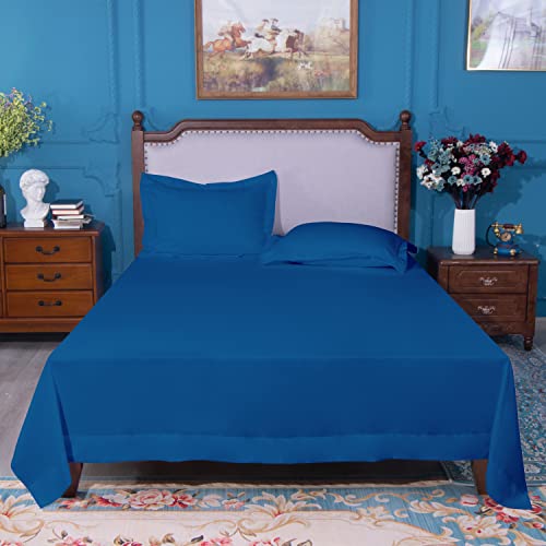 Image of NTBAY Queen Microfiber Flat Sheet, 90 x 102, Royal Blue