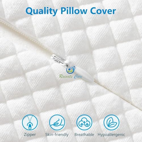 Image of Cervical Pillow for Neck Pain | 2 Years Warranty | Cool Gel Memory Foam Orthopedic Neck Support Pillow for Sleeping, Neck & Shoulder Pain (White Jacquard, Pack of 1)