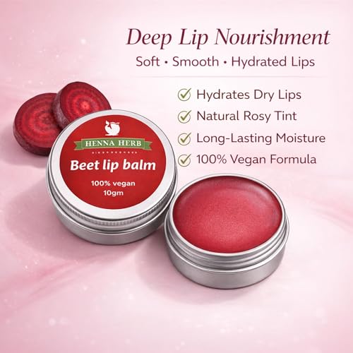 Image of Henna Herb Beetroot Lip Balm | Organic Natural Care | Tinted Lip Balm For Dry Lips | Formula for Pigmented | Soft Moisturizing Protection for Kids & Women