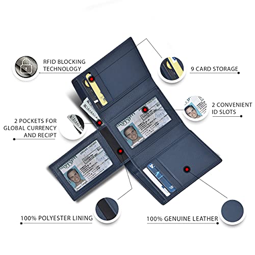 Image of Clifton Heritage RFID Leather Trifold Wallets for Men - Handmade Slim Mens Wallet Credit Card Holder with ID Window