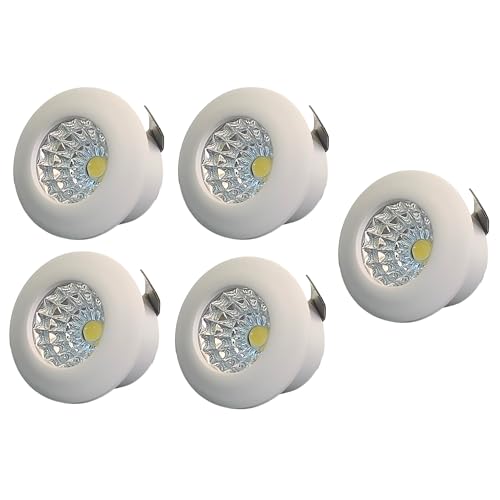 Image of D'Mak 1 Watt Round LED Button COB White Focus Light for POP /Recessed Lighting (White, Pack of 5)