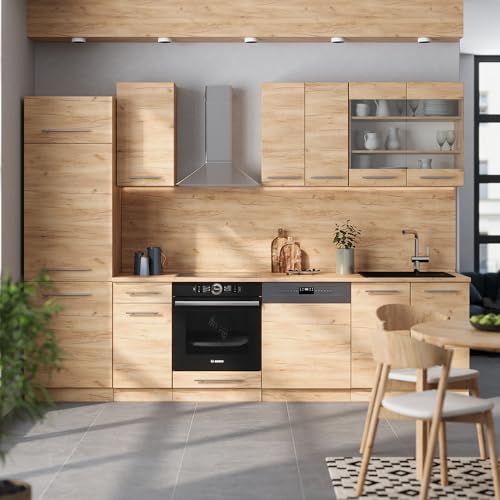 Vicco Cucina Componibile Quercia Dorata 300 Cm , Pl Antracite - 2