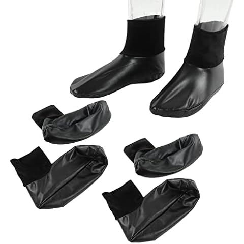 Atyhao Sunnah Khuff Socks, PU Leather Polyester Comfortable Warm Plush Lining Thermal Khuffain Socks, Waterproof PU Leather Socks for 36 to 41 EU Shoe Size (Black Elastic) Cover