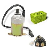 PUIEM GY6 Starter Motor +Starter Solenoid Relay for 4-Stroke GY6 Engine 50cc 150cc 200cc 250cc Scoot