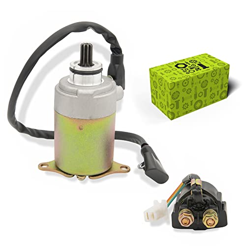 Puiem Gy6 Starter Motor +Starter Solenoid Relay For 4-Stroke Gy6 Engine 50Cc 150Cc 200Cc 250Cc Scooters Moped Atv Dirt Bikes Go Kart Compatible With Taotao Coolster Baja Roketa 4 Wheelers Moped. #TOP30