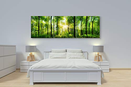 Forest Canvas Wall Art Decor - 3 Panel Tree Filled Print Photograph, Large Decorative Painting Wall Art for Living Room, Kitchen, Bedroom, Office, Modern Home Decor, Gift for Men & Women 24\" x 72\" - Thumbnail 6