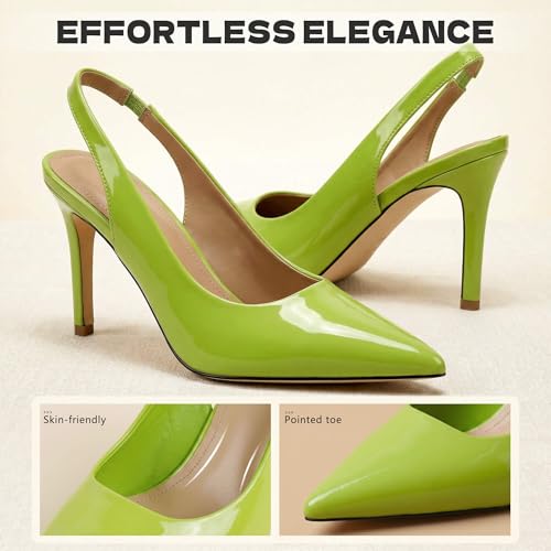 Image of heelchic Slingback Heels for Women Pointed Toe Stiletto Heel Closed Toe Pumps Slip on High Heels 2.95 inch Dress Pumps