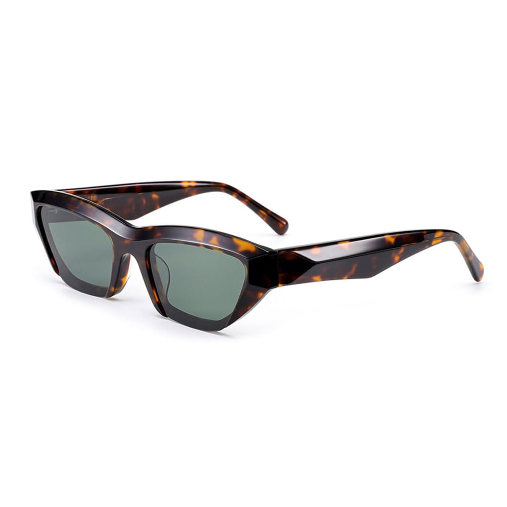 Abgeschrägter Acetat-Cat-Eye-Sonnenbrillen-Outfit für Damen, polarisierte Sonnenbrille für Herren, glänzendes Schwarz