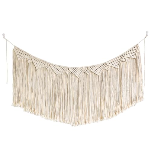Tapisserie Murale Macramé KnSam Beige 110X50cm Décoration Bohème Tissée Main