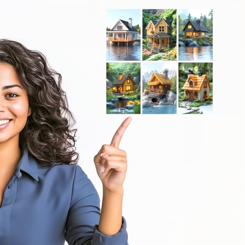 Image of SiddArtify Cottagecore Wall Art Prints Set - Whimsical House Poster Decor for Living Room Bedroom - Set of 2-4x6 Inch - Board (Pack of 6) - Sticker (Pack of 6)